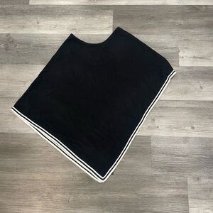 Carolyn Taylor Black Asymmetrical shawl with White Trim